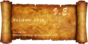 Valdner Erik névjegykártya